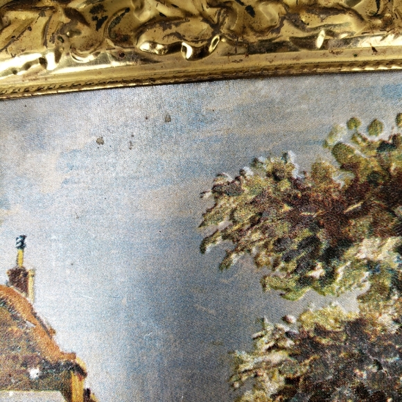 Vintage Set Of 2 Beautiful Painting Pictures With Gold Frame - Picture 15 of 16